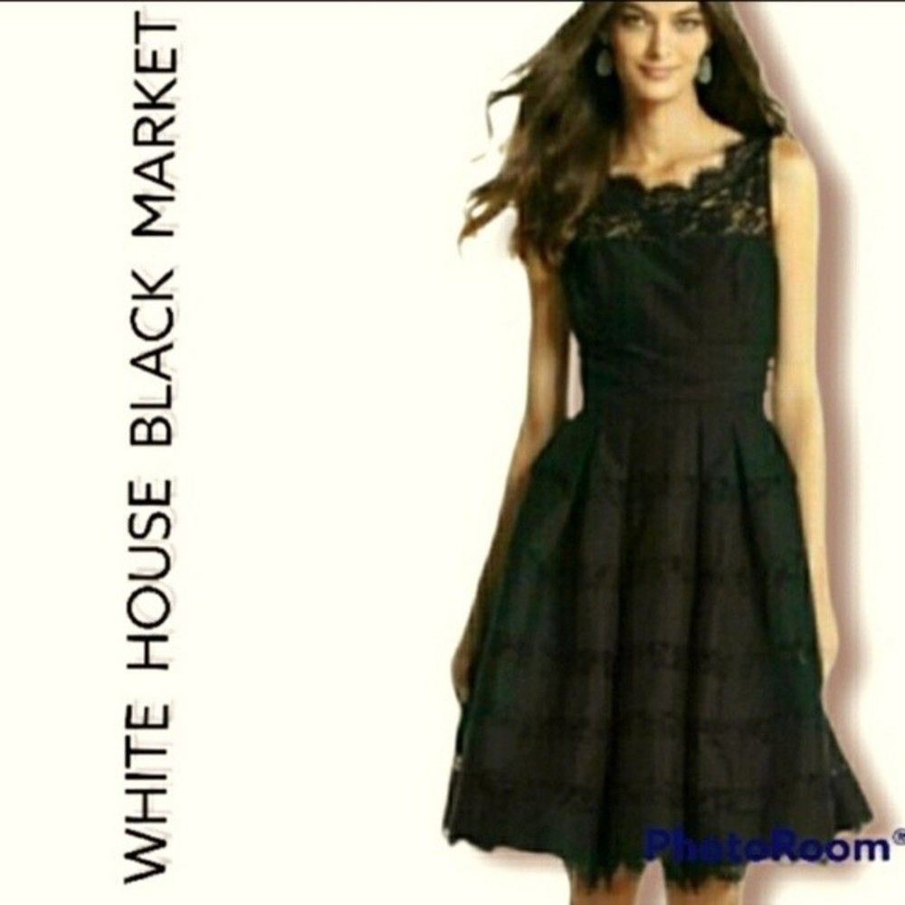 WHBM DRESS BRIDESMAIDS BLACK  FIT AND FLARE SLEEVELESS WEDDING PARTY WOMENS 4